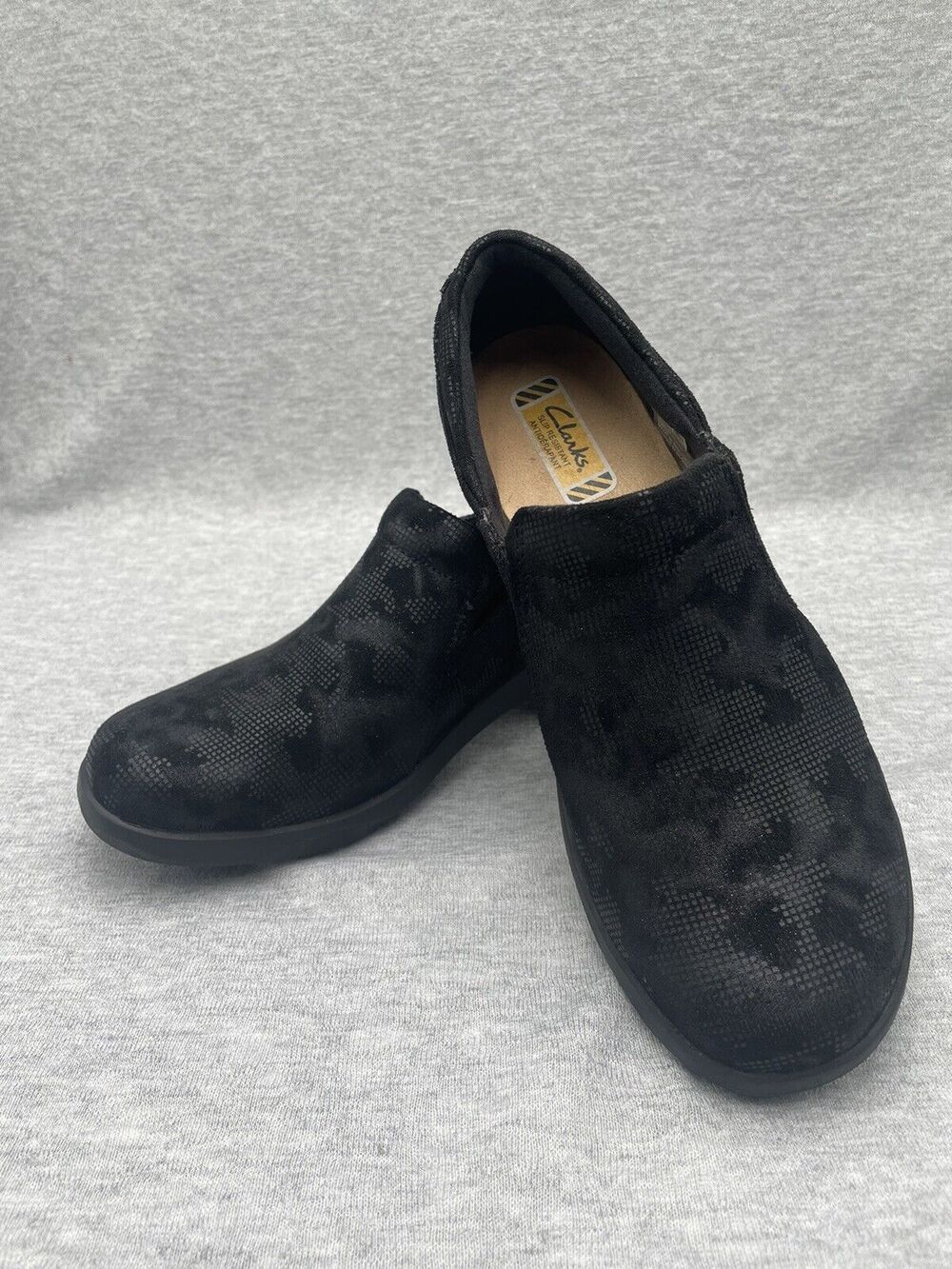 Clarks Women's Talene Pace Black Interest 26171332 slip resistant clogs